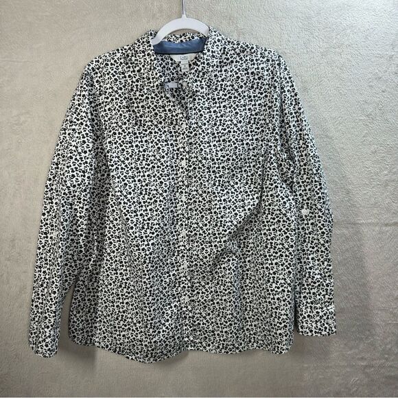 Croft & Barrow Floral Print Button Front Blouse Shirt Roll Tab Sleeve Plus Sz 1X - Picture 1 of 8